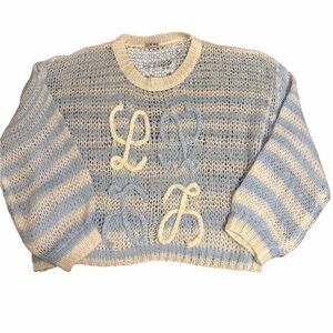 Loewe Striped Blue and Cream Knit Sweater